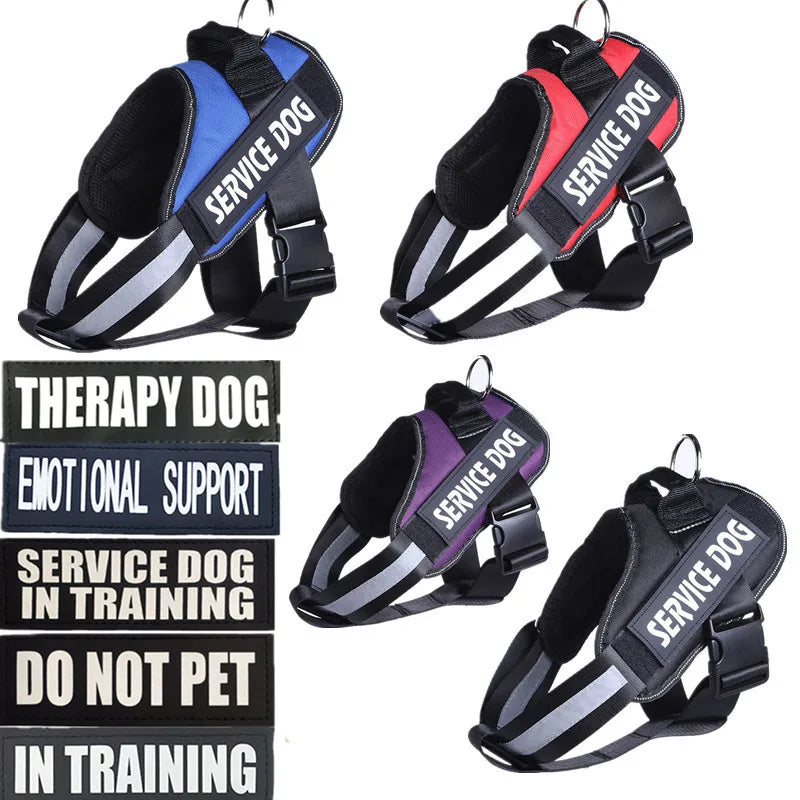 Reflective Service Dog Harness Vest – Soft, Adjustable & Patch-Ready for Small to Large Dogs