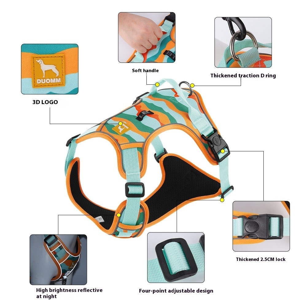 "Reflective Dog Harness with Handle – Chest & Back Support"