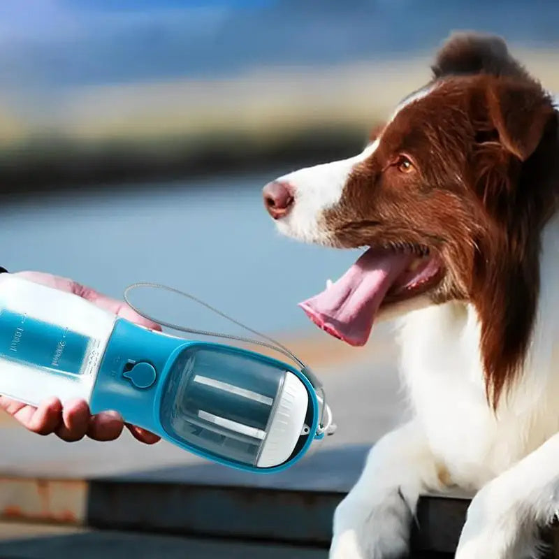 Dog"3-in-1 Pet Travel Cup – Water, Food & Waste Bags"