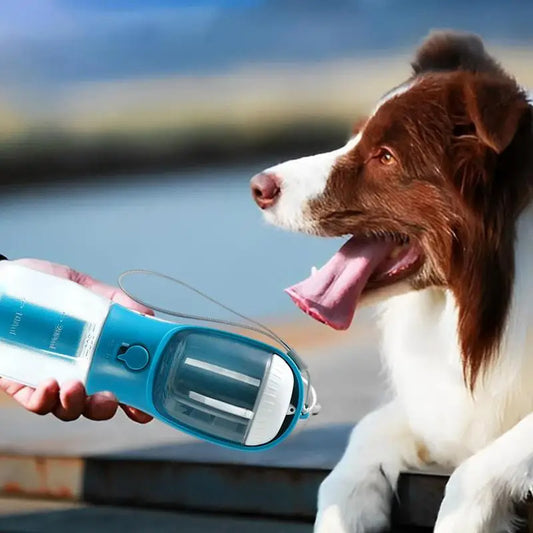 Dog"3-in-1 Pet Travel Cup – Water, Food & Waste Bags"