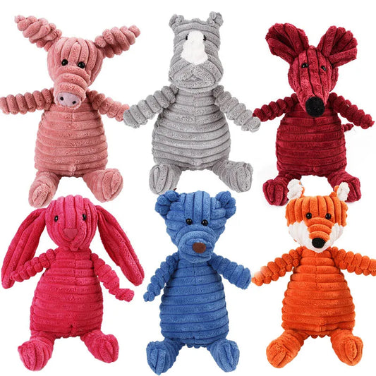 Corduroy Animal Dog Toy – Tough, Squeaky & Fun!